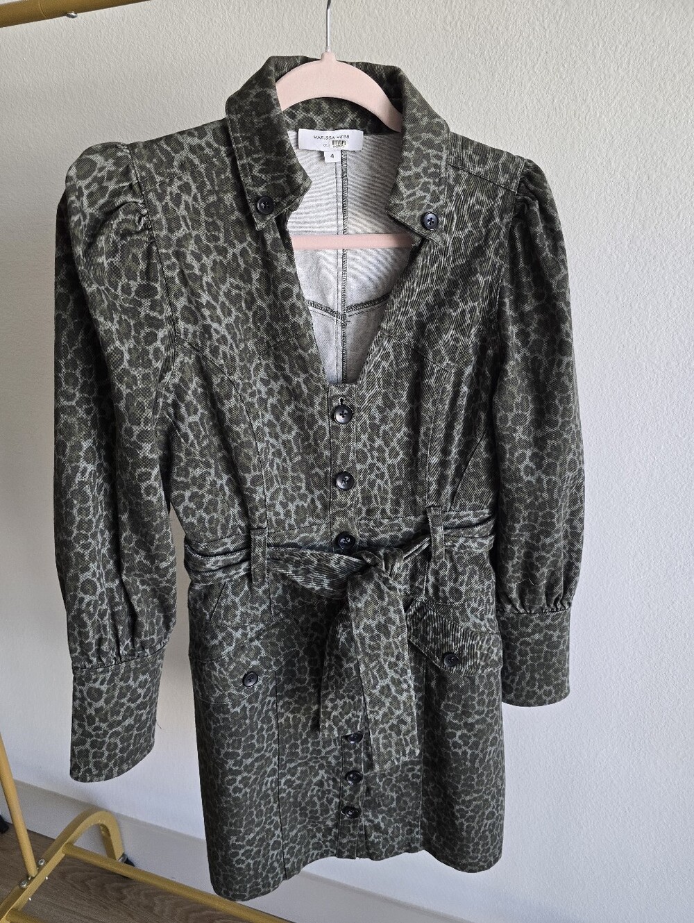 Marissa Webb Olive Green Printed Mini Dress